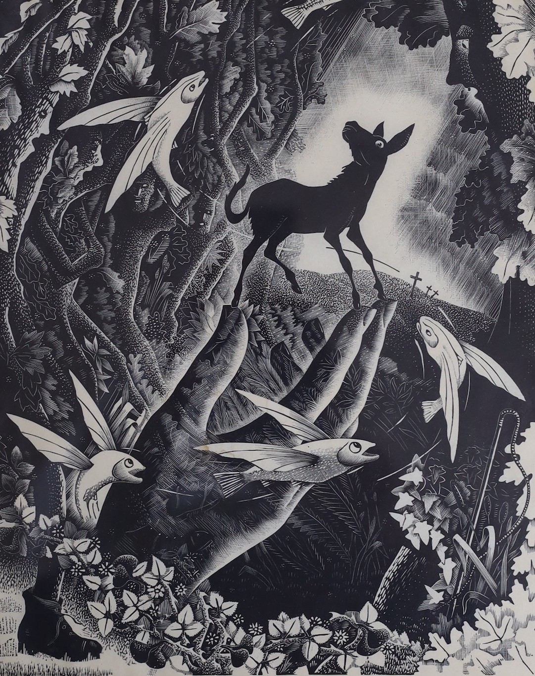 Clifford Webb RBA, RE (1895-1972) and Tom Chadwick (1914-1942), two wood engravings, 'Blacksmiths', 5/50 and 'When Fish Flew and Forests Walked', both signed in pencil, 18 x 21cm and 26.5 x 21cm